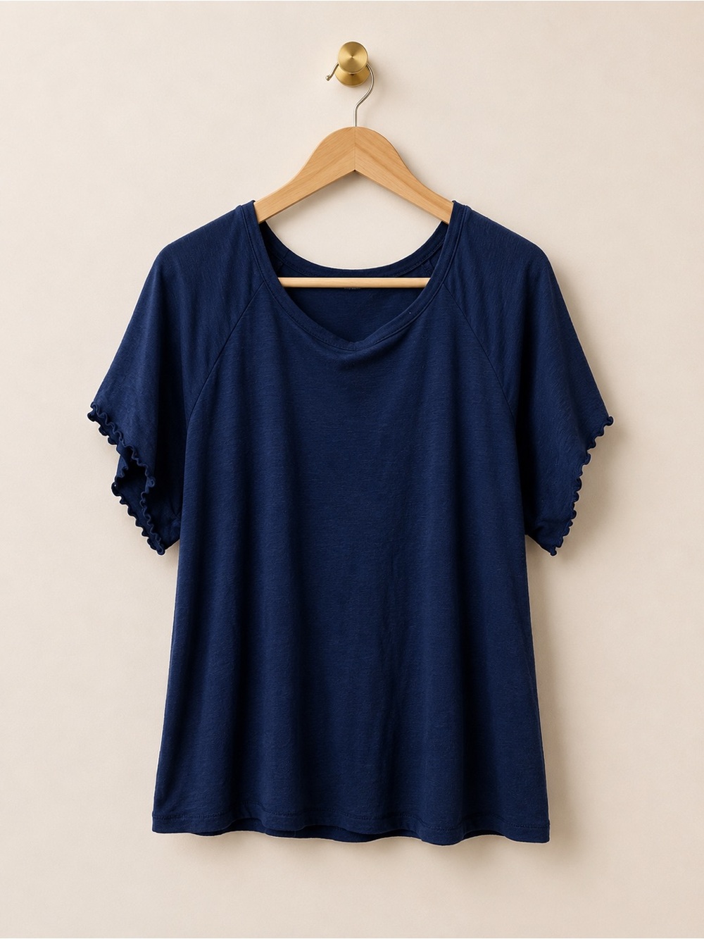 Ava & Viv Navy Blue Flutter Sleeve Top Plus Size 1X